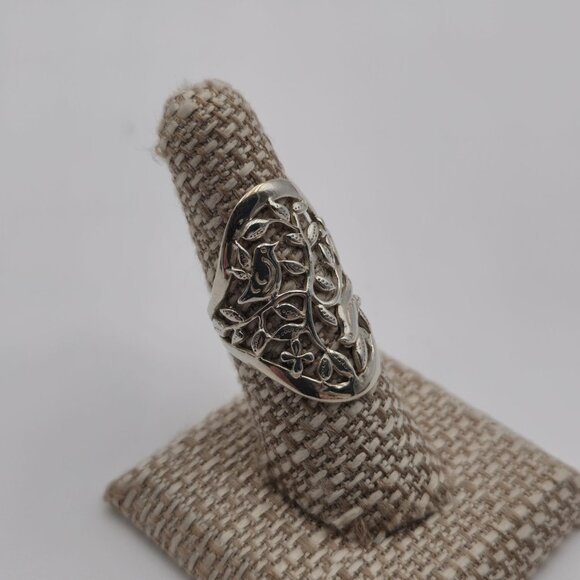 Size 7.25 Sterling Silver Beautiful Birds In Nature Ring A2354 - Picture 2 of 8